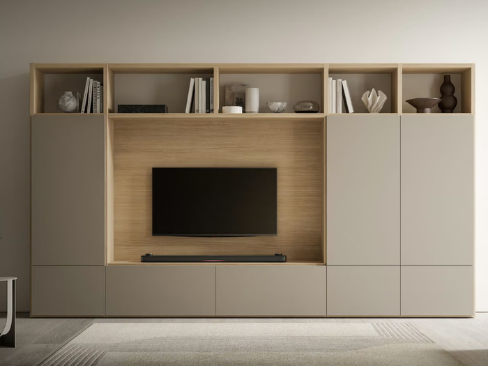 HND057 - Sectional wooden TV wall system _ Santalucia Mobili